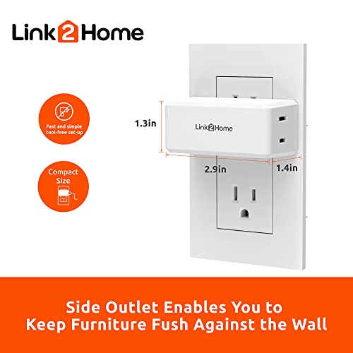 Link2Home Wireless Remote Control Outlet Light Switch, 100 ft range, Compact Side Plug. Switch ON/OFF Household Appliances. FCC CSA Certified, White (1 Outlet, 1 Remote).