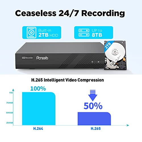 Panoob 4K Poe Security Camera System With Audio,6Pcs Outdoor Bullet 4K Security Ip Cameras Wired,Person Vehicle Detection, 8Mp 8 Channel Nvr With 2Tb Hdd,Wide Angle, 100Ft Ir Nightvision,Pb0608-4K #TOP4