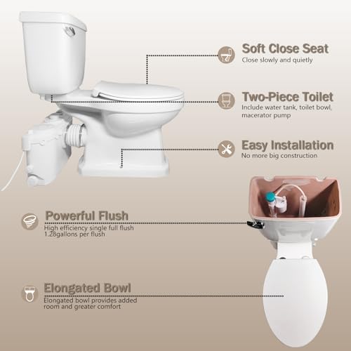 Patio Zone PZ-500LS 500 Watt Macerating Toilet With Pump For Basement Upflush System thumb #3