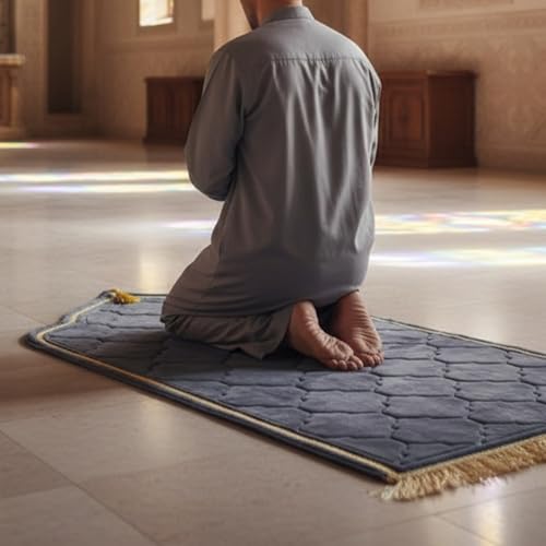 Tapis de prière en flanelle douce de qualité supérieure avec pompons - 7