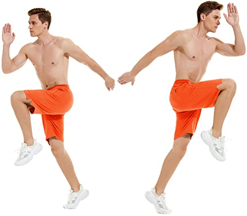 Short masculino elástico com bolso com zíper abertura externa na coxa, Laranjado, 46