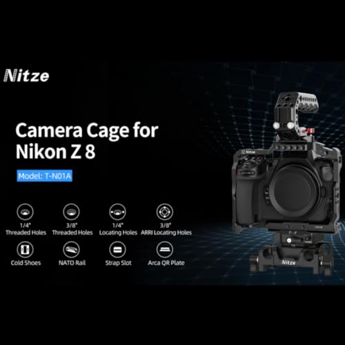 Image of Nitze Aluminum Alloy Camera Cage for Nikon Z8, Compatible with Arca Swiss, with Cold Shoe