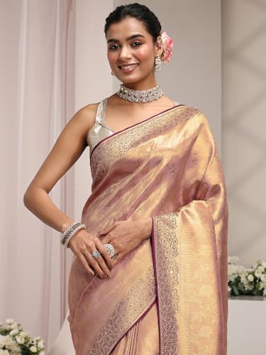 Image of Libas Art floral woven design Silk blend Saree For Women With Unstitched Blouse Piece | Traditional Saree For Festive & Wedding