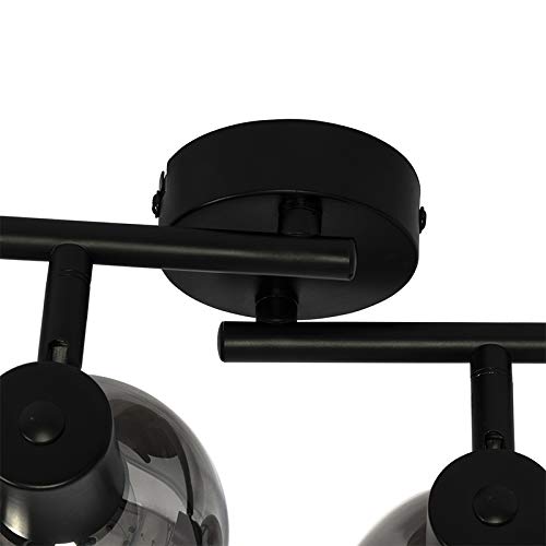 Qazqa vidro - Lampada da soffitto Art déco - 4 luce - L 77 cm - Nero - Art déco - Soggiorno I Camera da letto I Sala da Pranzo I Cucina