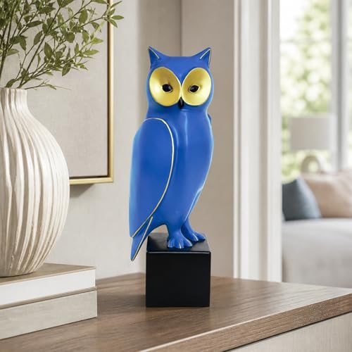 Estatua de Búho de Resina Azul Real 15.7 Pulgadas miniatura 2