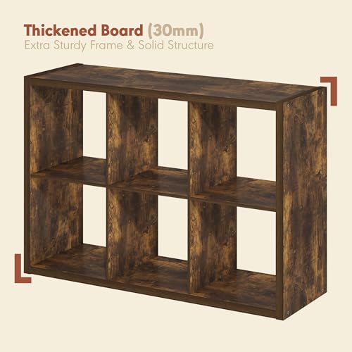 Image of Furinno Cubicle Record Player Stand, 6-Cube Record Storage, Amber Pine | Vinyl Storage, 1.2 inchInch Extra Thick, Open Back Media Shelf for CD DVD Bluray Game Disc, for Living Room, Home Office