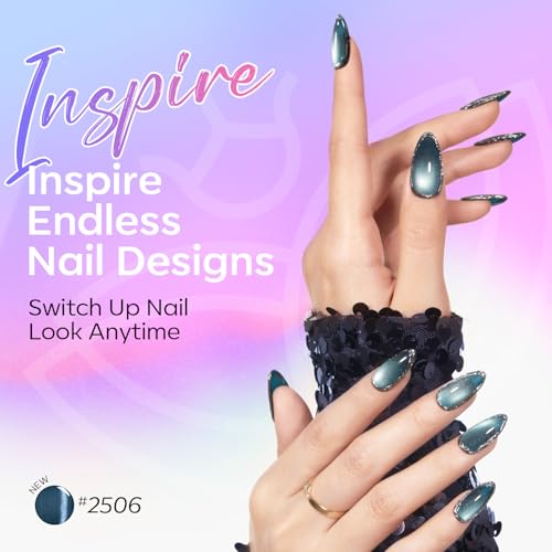 Image of modelones 12Pcs 15ML Cat Eye Gel Nail Polish Set, Same Color Same Bottle Summer Green Blue Yellow Pink Red Purple Cateye Gel Polish Set with Magnet Sparkle Series Hema-free Gel Polish Kit Nail Art