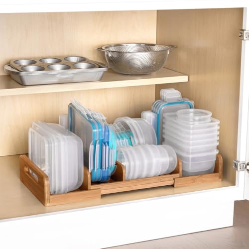 Seville Classics Expandable Cabinet Organizer, Brown Bamboo, 12.83" x 22.5" x 3.23" H