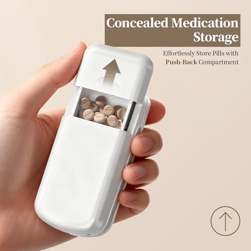 Image of Daviky Pill Cutter Splitter for Small & Tiny Pills, Dual Safety Blades | Adjustable Centering Slot, Precise 1 /2 1 /3 1 /4 Tablet Cutter, Built-in Storage, Portable & Senior-Friendly