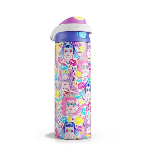 Image of ENCOOL Leakproof Insulated Water Bottle with Straw Dual-Sip Water Bottle Bag-Safe Design for Work, Commute & Gym - Keeps Drinks Cold All Day, 24 oz, Party Trendy