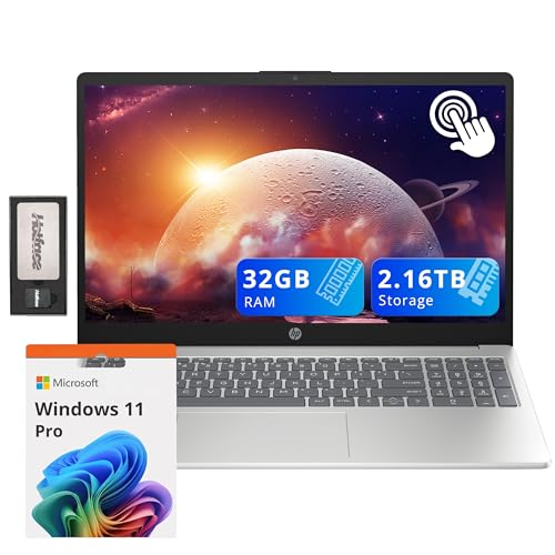 Image of HP Pavilion 15.6 inch HD Touchscreen Laptop, Intel i3-1215U, 32GB RAM, 2.16TB Storage(2TB SSD+160GB Docking Station Set), Intel UHD Graphics, Num Pad, Webcam, Fast Charge, Wi-Fi 6E, Win 11 Pro, Silver