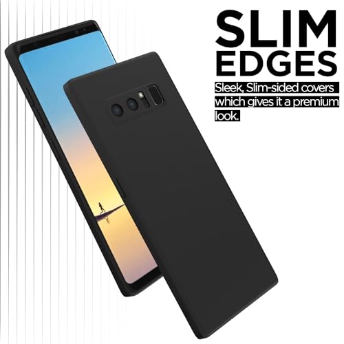 Image of Outlouders Back Cover for Samsung Galaxy Note 8 | Camera Protection | Durable Soft Matte Silicone Bumper Case (Black)