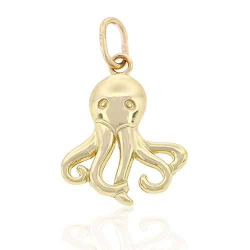 Gold Baby Octopus Charm - 10 Karat Solid Gold