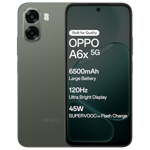 Oppo A6X 5G (Olive Green, 6GB RAM, 128GB Storage) with No Cost EM...