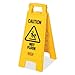Rubbermaid Commercial 611277YW -inch Caution Wet Floor-inch Floor Sign Plastic 11 x 1-1/2 x 26 Bright Yellow