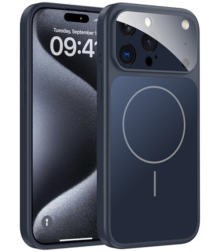 Coque iPhone 15 Pro antichoc bleu mat protégeant l'objectif photo des chutes accidentelles