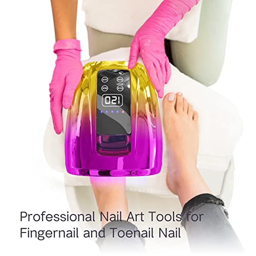 Mini Lop Cordless Uv Led Nail Lamp, 90W Gel Nail Lamp Rechargeable Professional Nail Dryer Uv Lights For Nails With Auto-Sensor 4 Timer (Purple Golden) #TOP6