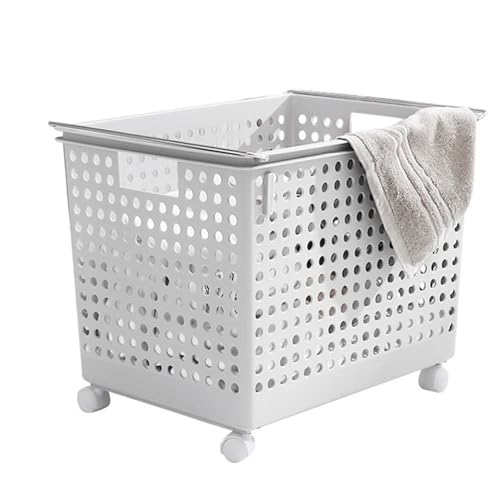 Panier à linge roulant avec bac de grande capacité en plastique robuste pour blanchisserie