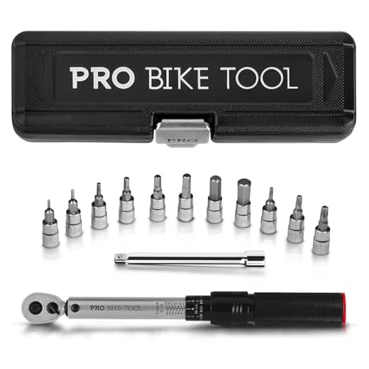 PRO BIKE TOOL 1/4 Inch Drive Click Torque Wrench Set – Inch Pound Nm Dual Readout – Bicycle Maintenance Kit for Road & Mountain Bikes - Includes Allen & Torx Sockets, Extension Bar & Storage Box