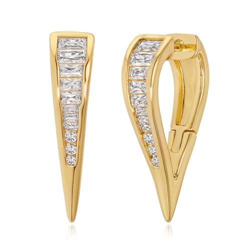FETTERO Hoop Earrings for Women, 14K Gold Plated Lightweight Huggie Leaf Snake Bar Gold Hoops, Hypoallergenic Gold Earrings for Women Ear Piercing Jewelry