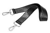 25 inch Leather Replacement Strap for Handbags Shoulder Bag Gold Tone Buckles (Black-Silver Buckles)