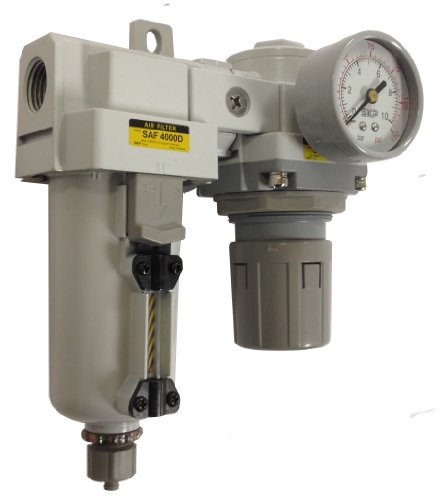 Image of PneumaticPlus SAU3020M-N03G-MEP Air Filter Regulator Combo 3/8" NPT - Manual Drain, Metal Bowl