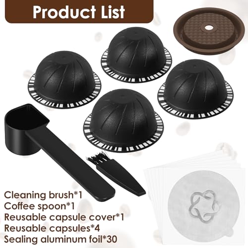 4 cápsulas Vertuo reutilizáveis, cápsulas recarregáveis de café Vertuo para refil VertuoLine, compat