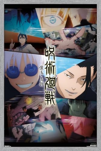 Trends International Jujutsu Kaisen: Hidden Inventory/Premature Death - Group One Sheet Wall Poster, 22.4L x 14.7W, Gray Framed Version