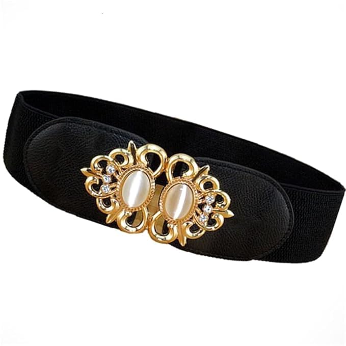 rvm jewels Elastic Fabric Waist Belt for Dress One Piece Stylish Vintage Design Stretchy Big Designer Broad Ladies Belt for Women Dresses Fancy Stretchable - Free Size-picture-11