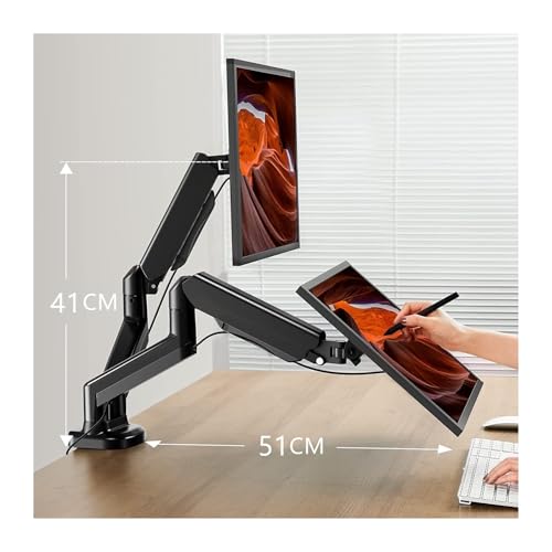 Soporte de doble pantalla con brazo neumático y base de elevación NBYGSC 4
