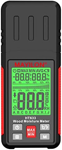 Wood Moisture Meter, 3 Color Backlight Display, Moisture Meter for Firewood Wall, 2.25-inch LCD Screen with Dry-Moisture-Wet Display for Wood Wall Dampness Inspection