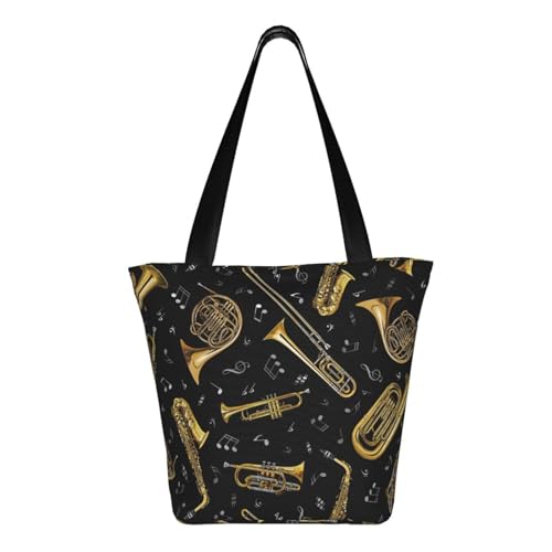 Sac à main imprimé instruments de musique noir et blanc unique