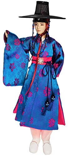 Vivid Color Edition - Blue, Korean Traditional Premium Hanbok Limited Edition For Mattel Fashion Dolls : Craftsmen's Handmade – High-Quality Fabric - Collectible K Pop Merchandise – 13-Inch Size #TOP18