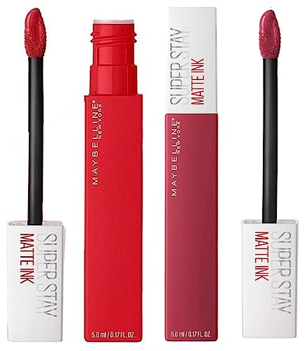 Image of Maybelline New York Super Stay Matte Ink Liquid Lipstick, 80 Ruler, 5Ml And Maybelline New York Super Stay Matte Ink Liquid Lipstick, 220 Ambitious, 5Ml