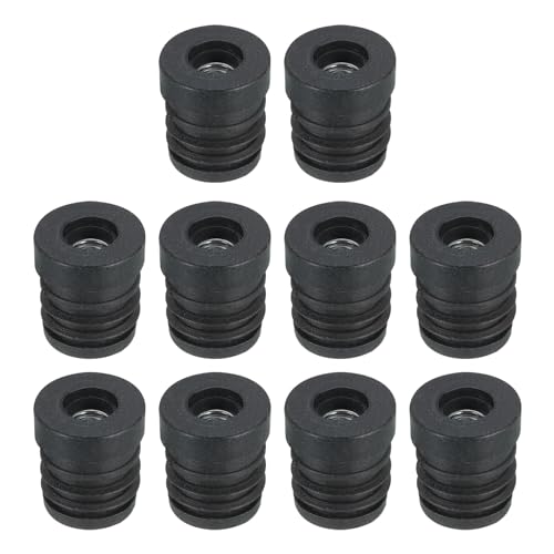 Image of uxcell 10 Black Plastic Round Plugs for 19mm /0.75 inch OD Round Tubes with M6 Thread, Furniture Leg Plugs