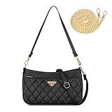 Kememo PU Leather Shoulder Bags for Women, Small Crossbody Bag Retro Handbags Hobo Bag with Adjustable Straps Chain, Black