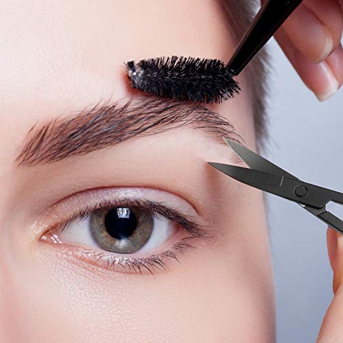 2 peças tesoura para sobrancelha e nariz preta para cabelo facial conjunto de penteado para sobrance