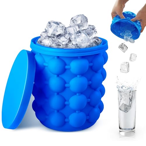 Proxima Direct 5.5" X 4.8" Ice Cube Maker Silicone Ice Trays Mold Large Silicone Ice Bucket 2 in 1 Silicone Round Ice Maker for Party, Match, Picnic, Cocktail