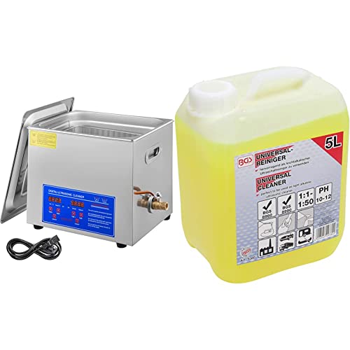 Chaneau Nettoyeur A Ultrasons 10L Pour Bijoux Appareil Nettoyage Ultrasons Professionnel Nettoyeur Digital Affichage Ultrasonique (10L) & BGS 9380 | Produit de nettoyage universel | 5 l