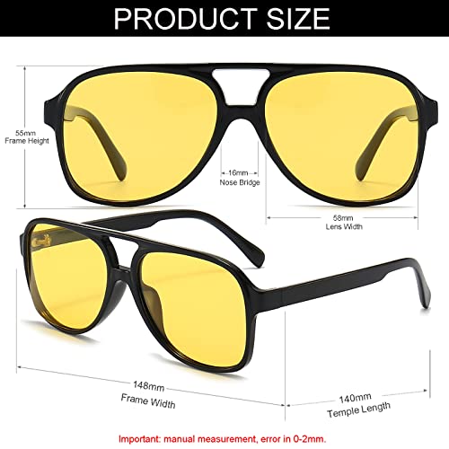 Image of Polarized Classic Vintage Aviator Sunglasses for Men Women Large Frame Retro 70s Sunglasses