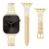 Cinturino in pelle compatibile con Apple Watch Band da 41 mm, 40 mm, 38 mm, 42 mm, 44 mm, 45 mm, 46 mm, 49 mm, da donna, sottile e sottile, con fibbia in metallo, per iWatch Serie 10, 9, 8, 7, 6, 5, 4