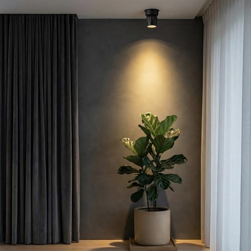 Image of LED Indoor Ceiling Spotlight, Hardwired Directional Dimmable Fixture | Modern LED Spot Light Indoor, 350 Rotation, Surface Mount Accent Light for Picture Painting Living Room Bedroom, White 4Pcs