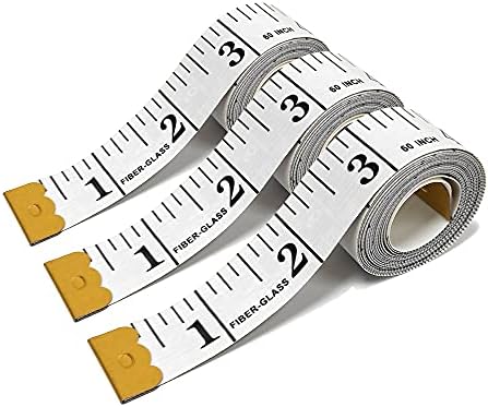 3 Pack Double Scale Soft Measuring Tape for Body Sewing Tailor Cloth Flexible Ruler, Fabric Craft Tape Measure & Medical Body Measurement 60 inch/150cm,White