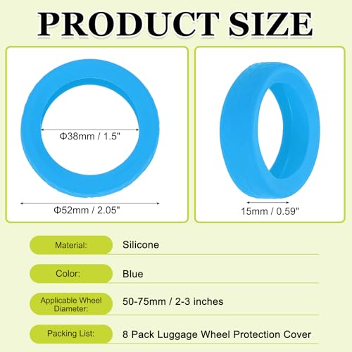 Image of 8 Packs Luggage Wheel Protection Cover for 2-3 inch Wheel,Blue