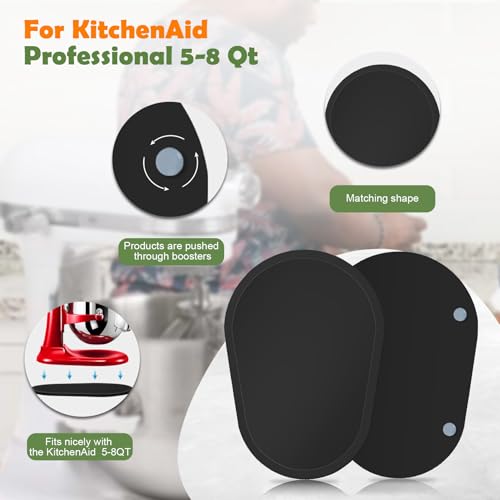 Image of Bamboo Mixer Slider for Kitchen Aid 5-8 Qt Bowl Lift Stand Mixer, Kitchen Appliance sliding mat Countertop Storage Attachments, Mixer Accessories Sliding Tray Moving Board for Kitchen Aid (Black)