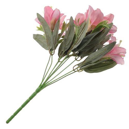 PRETYZOOM Ramo de Lirios Artificiales 10 Cabezas Simulados Ramo Decorativo de Flores Falsas Color Rojo Arena para Hogar Salón y Bodas Adorno Floral Reutilizable sin Mantenimiento