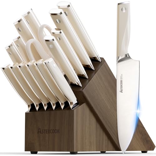 Astercook 17-Piece Kitchen Knife Set with Block