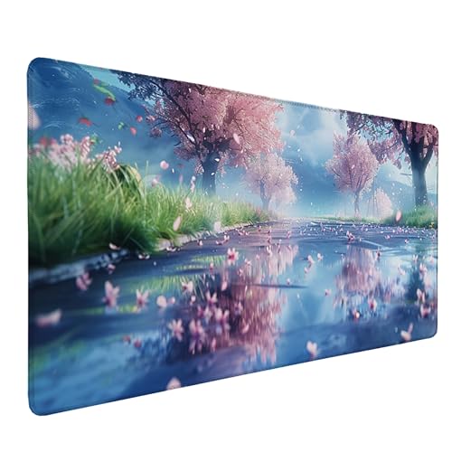 Zeipopge Fleurs De Cerisier Tapis De Souris Bleu, Rose Tapis De Souris 600x300 Base en Caoutchouc la Vitesse et la PréCision Optimisé pour Les Capteurs, Convient pour Le Bureau, la Maison et Les Jeux – vue 3