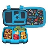 Bentgo Kids Prints Leak-Proof, 5-Compartment Bento-Style Kids Lunch Box - Ideal Portion Sizes for Ages 3-7, Durable, Drop-Proof, Dishwasher Safe, & PFAS & BPA-Free Materials (Dinosaur)