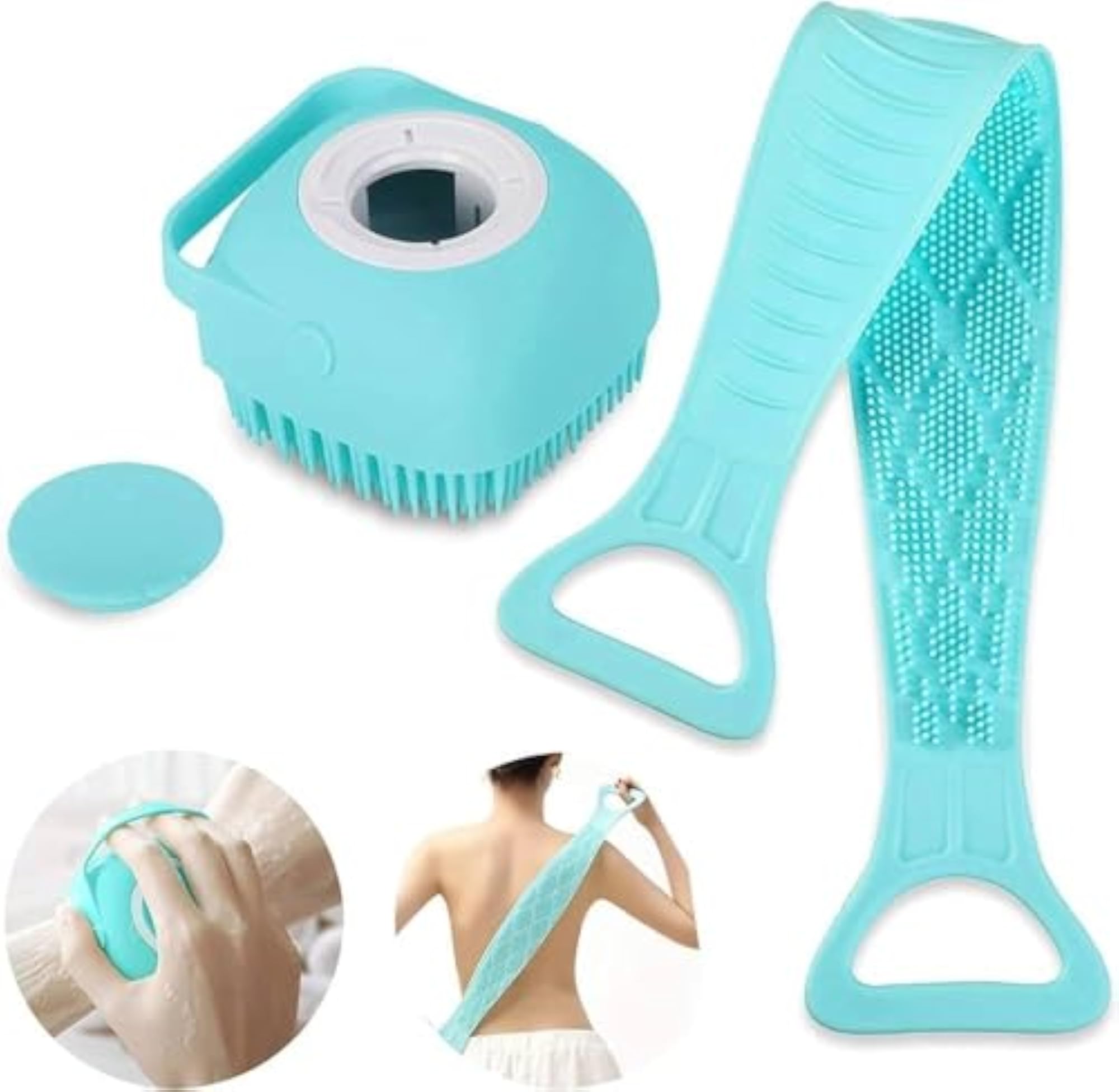 S-2 Silicone Soft Cleaning Body Bath Brush with Shampoo Dispenser